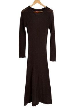 Staud Women's Brown Lined Maxi Sweater Dress Size Medium Long Sleeves Rib Knit